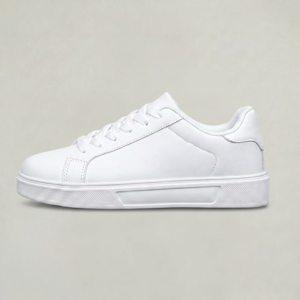 Women’s White Dress Sneakers - Casual Lace-Up Everyday Shoes
