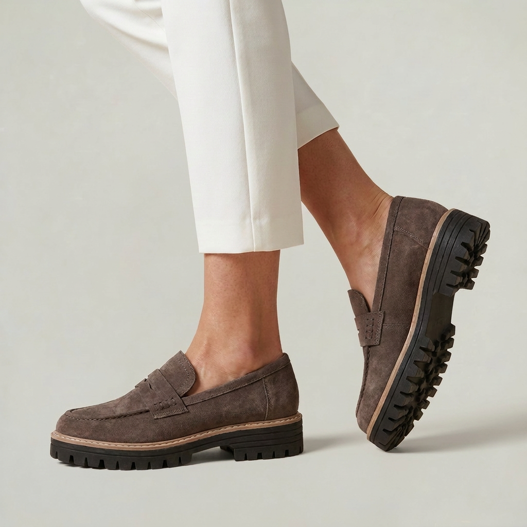 Women’s Chunky Loafers Penny Strap Lug Sole
