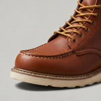 Men's Moc Toe Lace-Up Boots - Heritage Work Boots Brown Leather Winter Ankle Boots