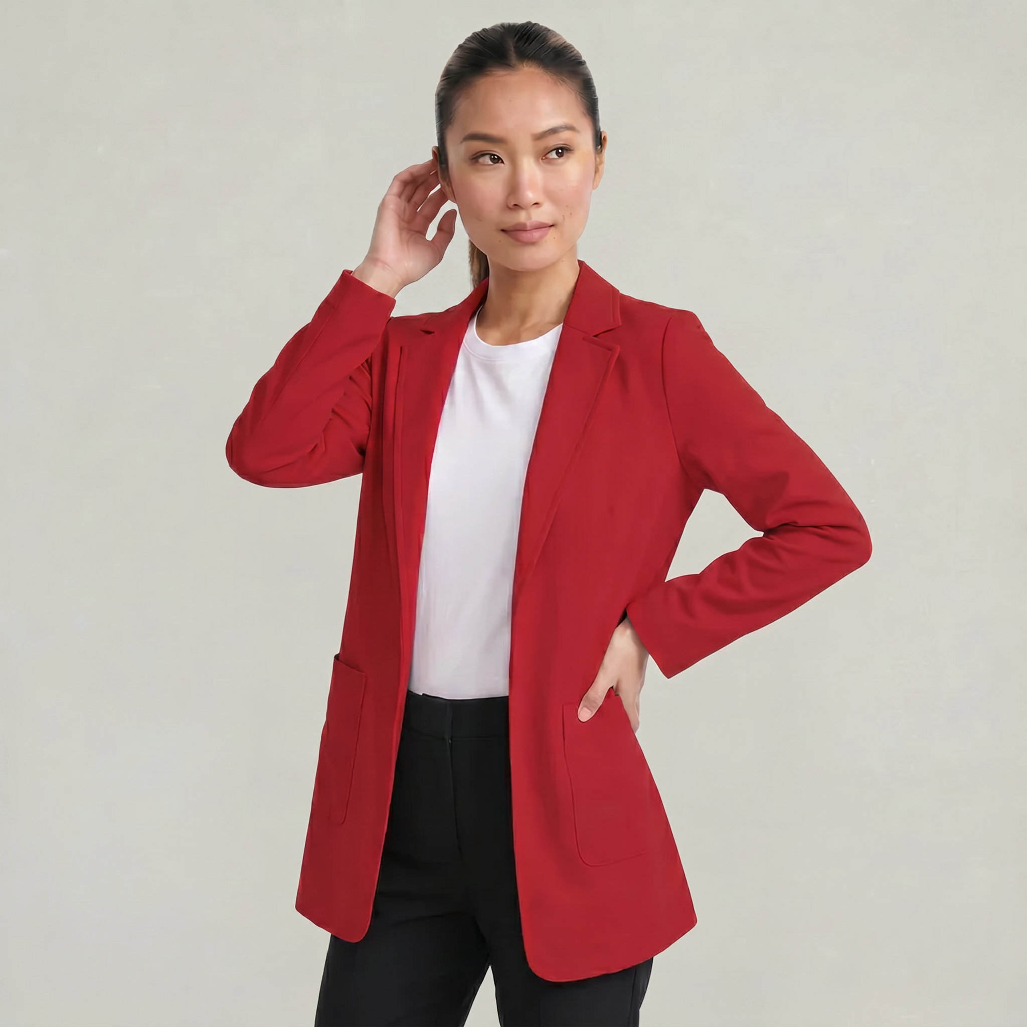 Women’s Cardigan Blazer - Notched Lapel Slim Fit