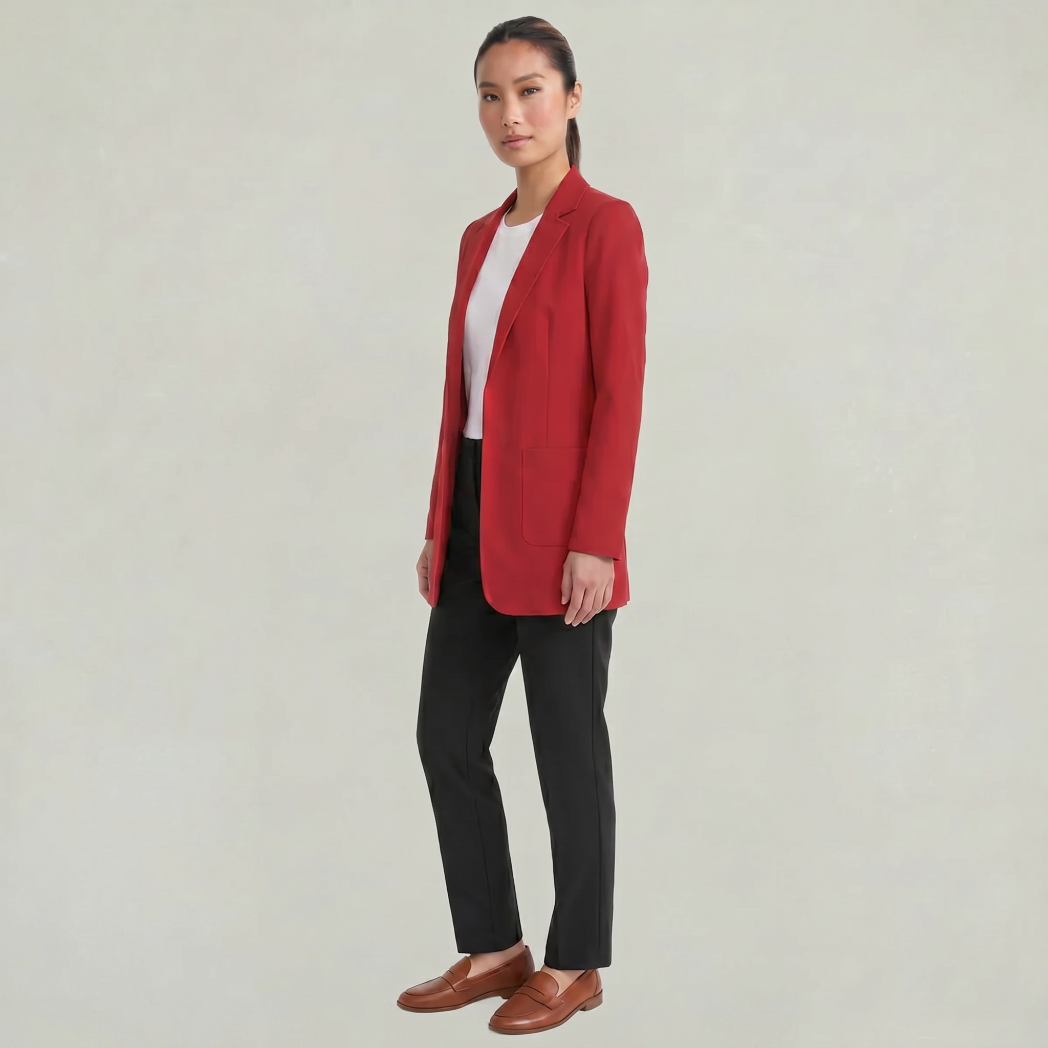 Women’s Cardigan Blazer - Notched Lapel Slim Fit