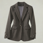 Women’s Tweed Blazer - Single Button Tailored Slim Fit