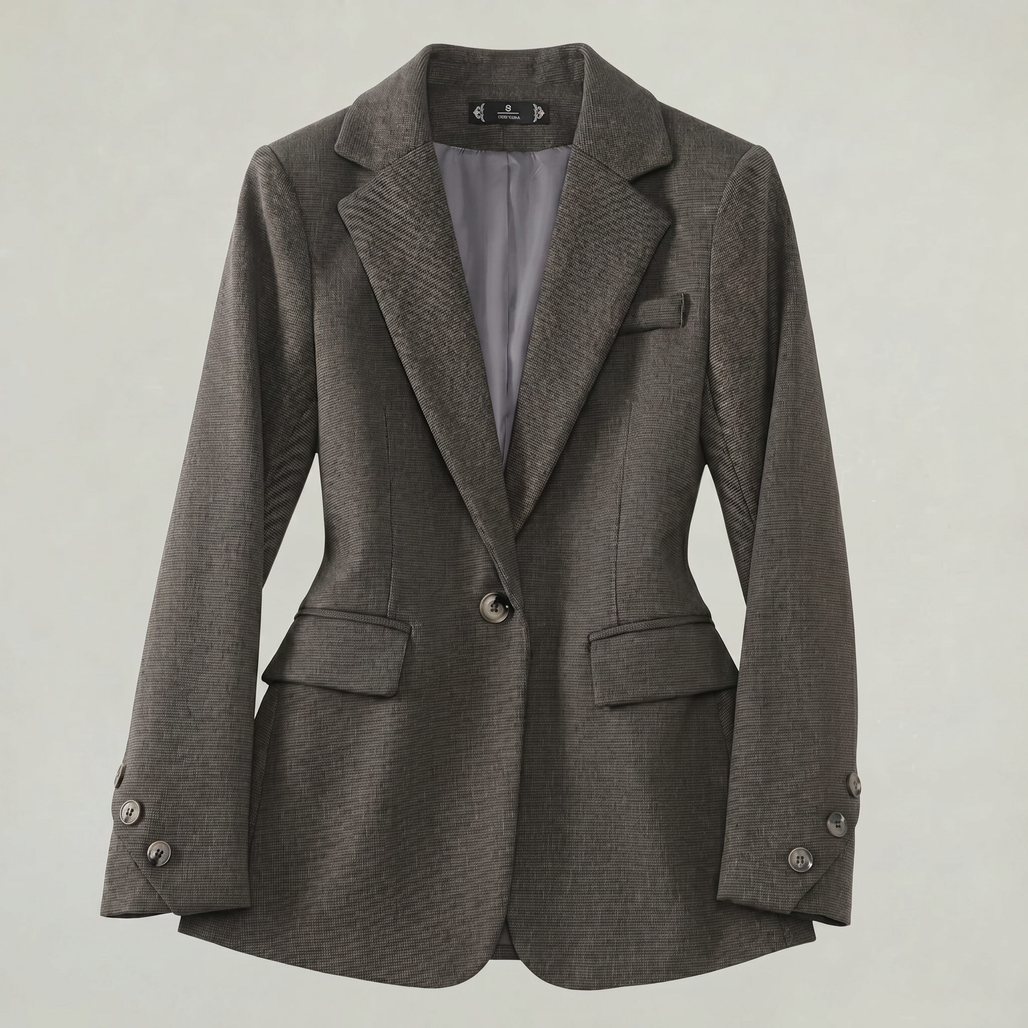 Women’s Tweed Blazer - Single Button Tailored Slim Fit