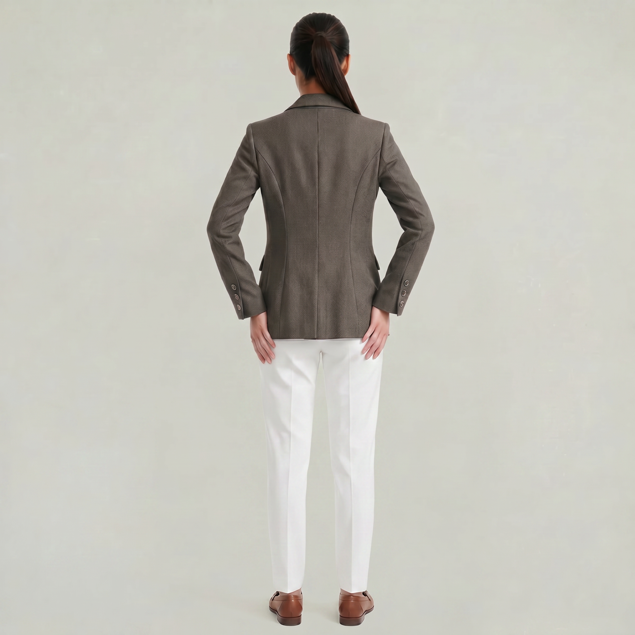 Women’s Tweed Blazer - Single Button Tailored Slim Fit