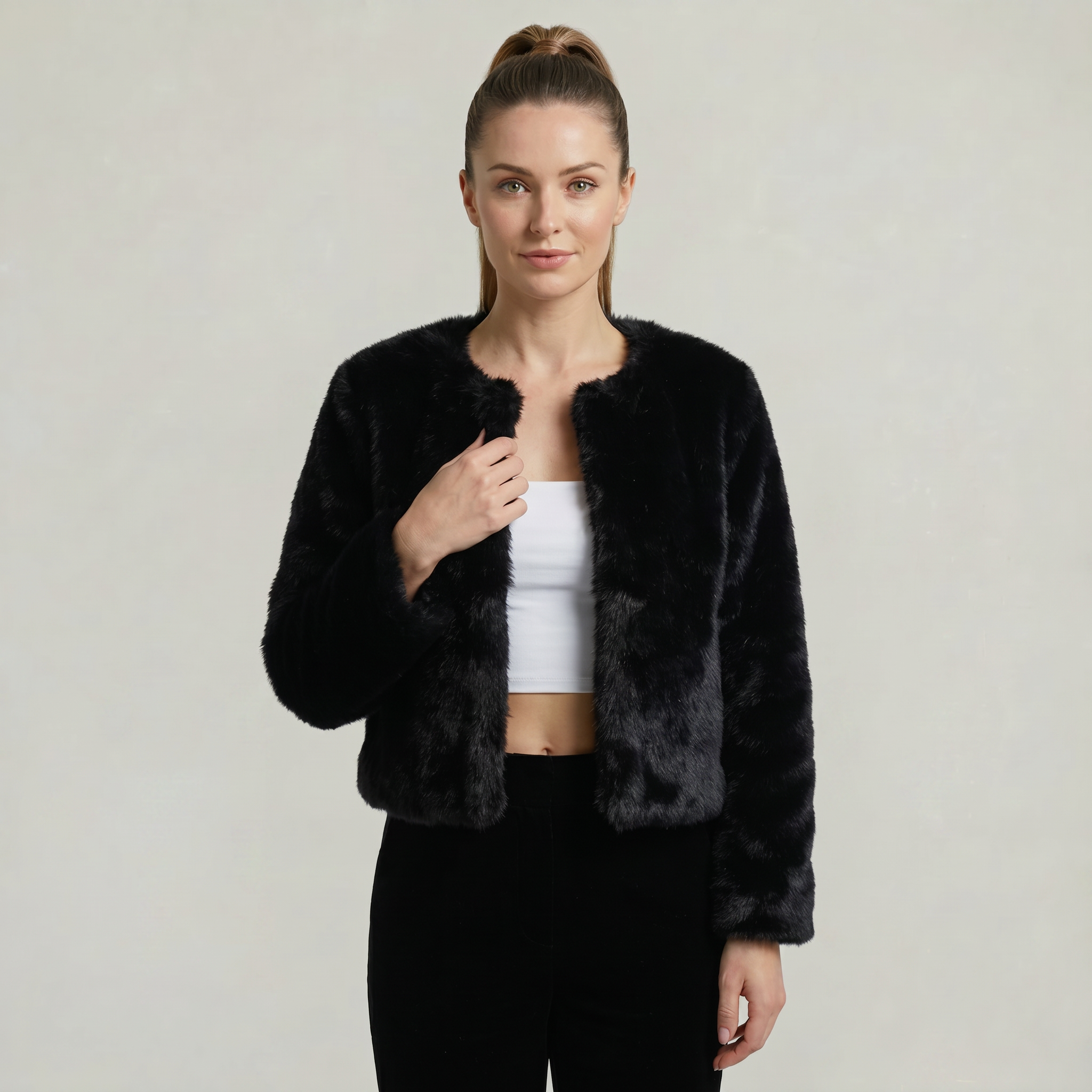 Women's Short Fluffy Faux fur jacket