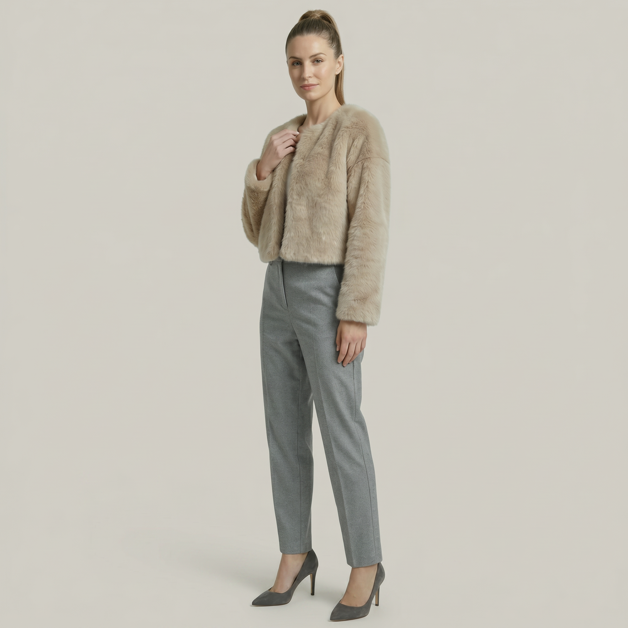 Women's Short Fluffy Faux fur jacket