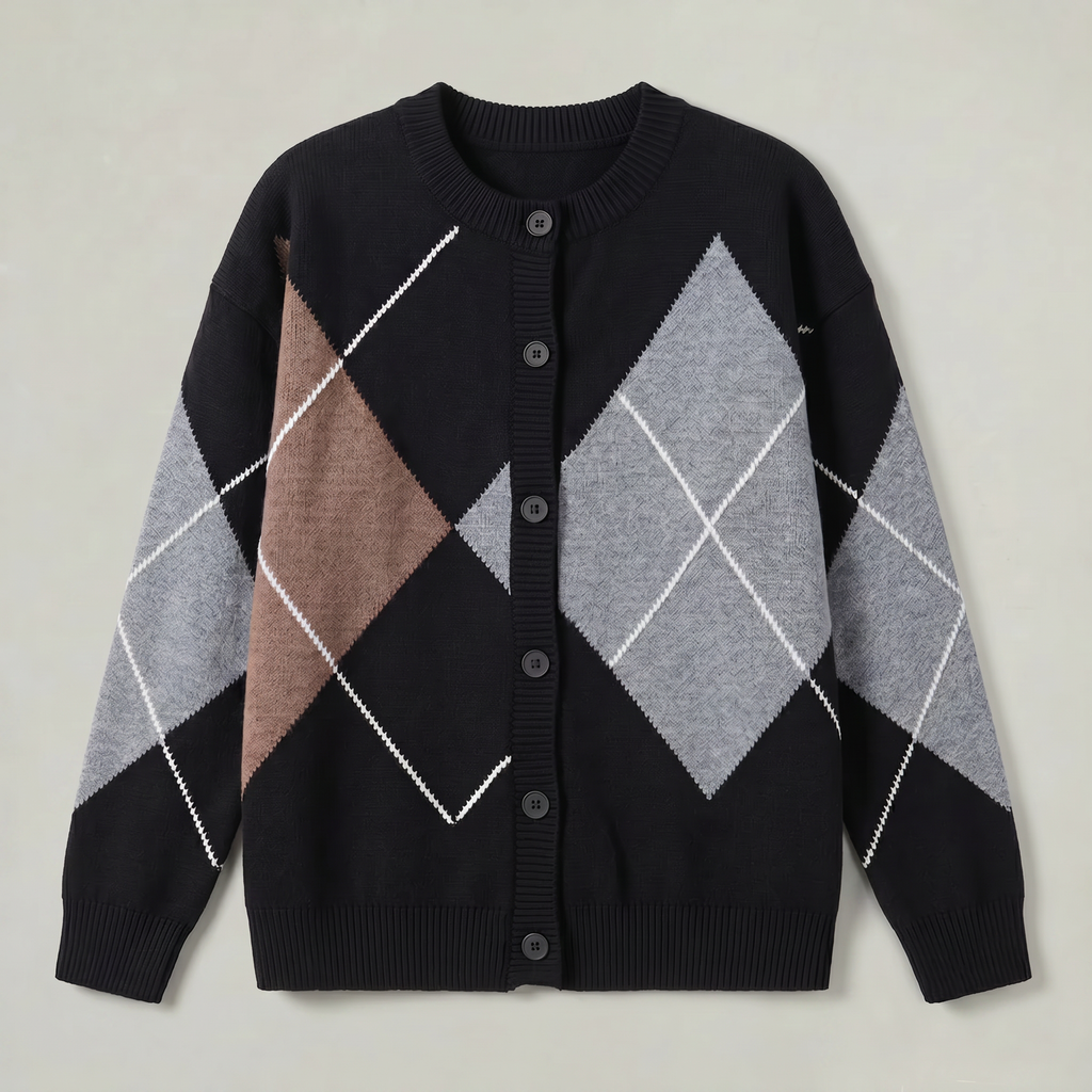 Women’s Argyle Knit Button Cardigan