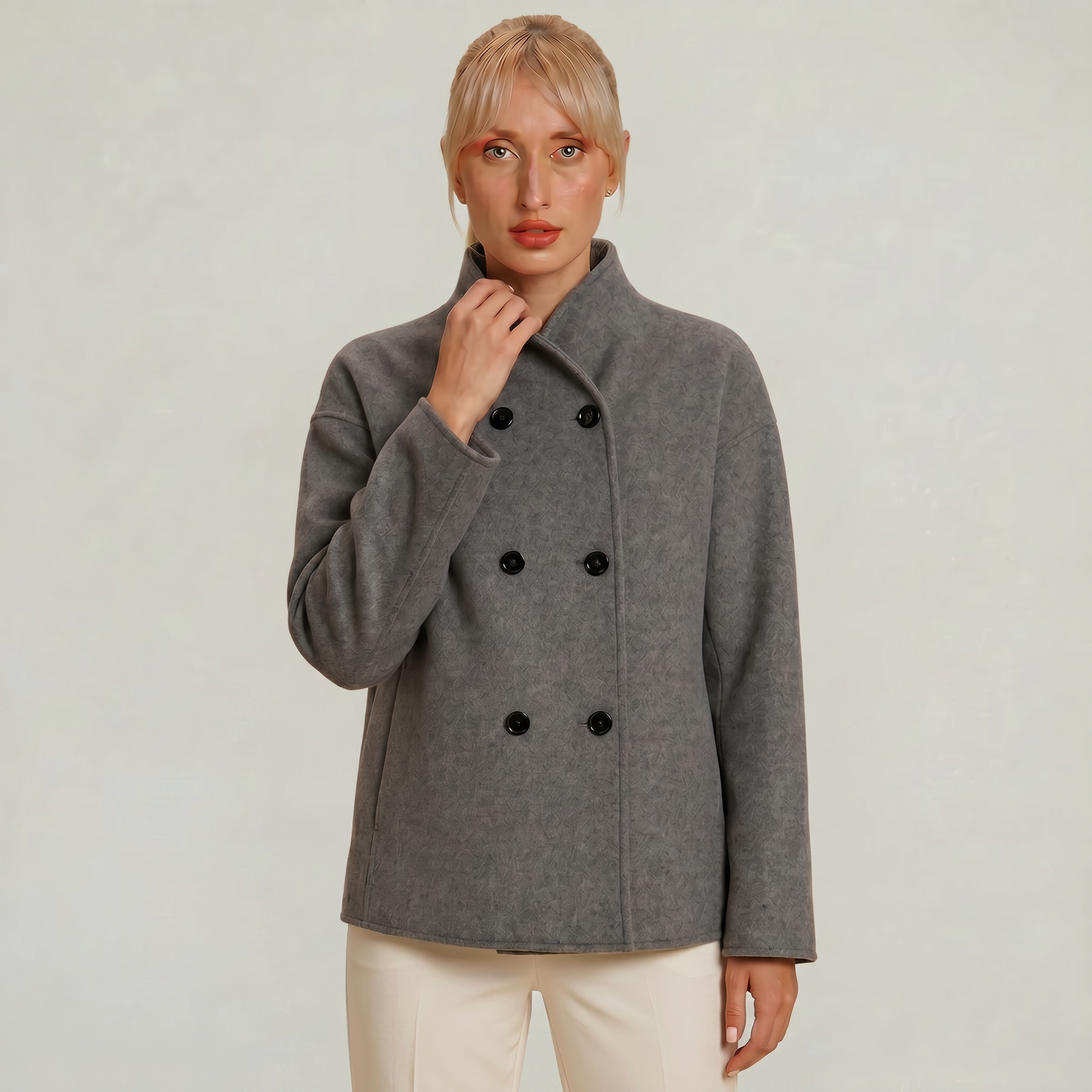 Women's - Double-Breasted Short Coat