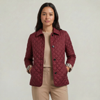 Women's Diamond Quilted Jacket  - Button Down Lightweight Padded Coat