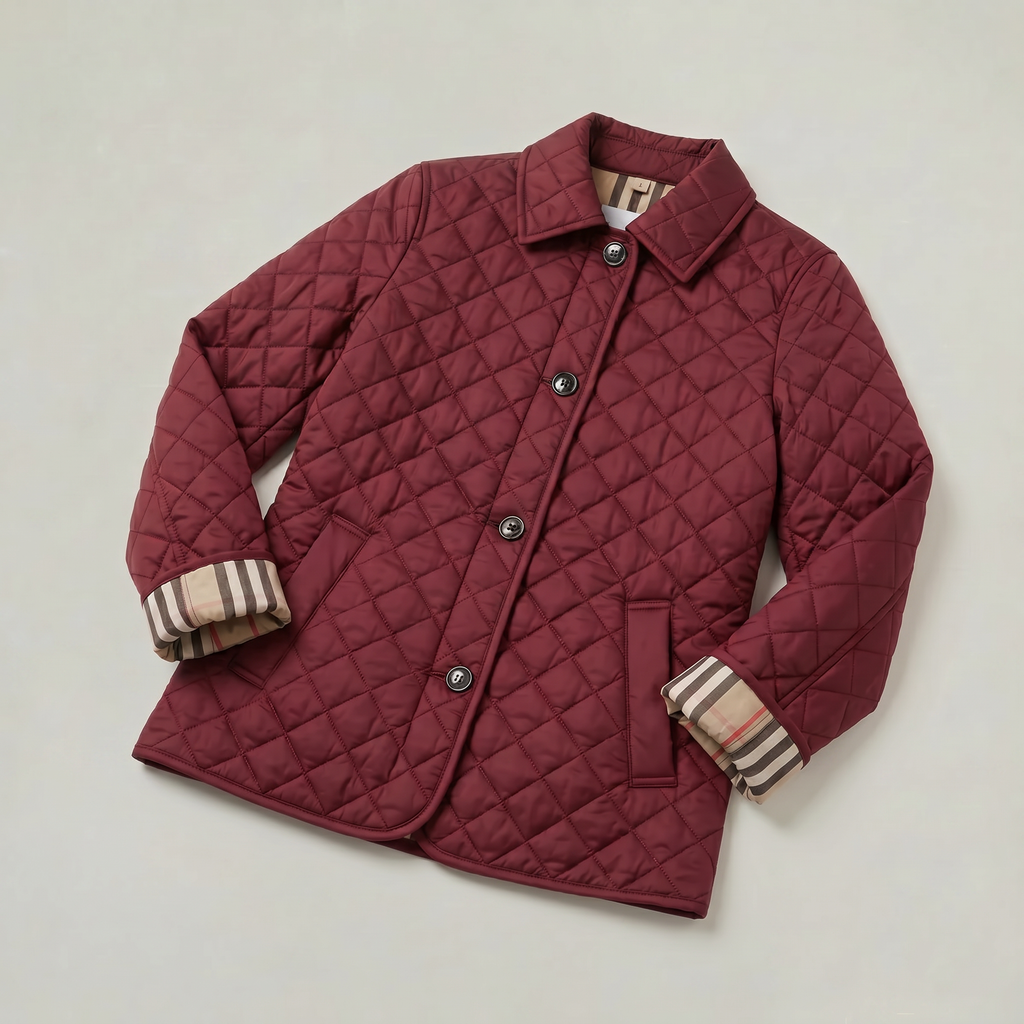 Women's Diamond Quilted Jacket  - Button Down Lightweight Padded Coat