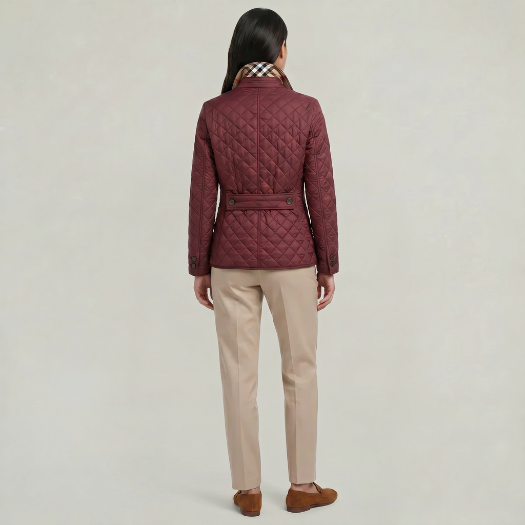 Women's Diamond Quilted Jacket  - Button Down Lightweight Padded Coat