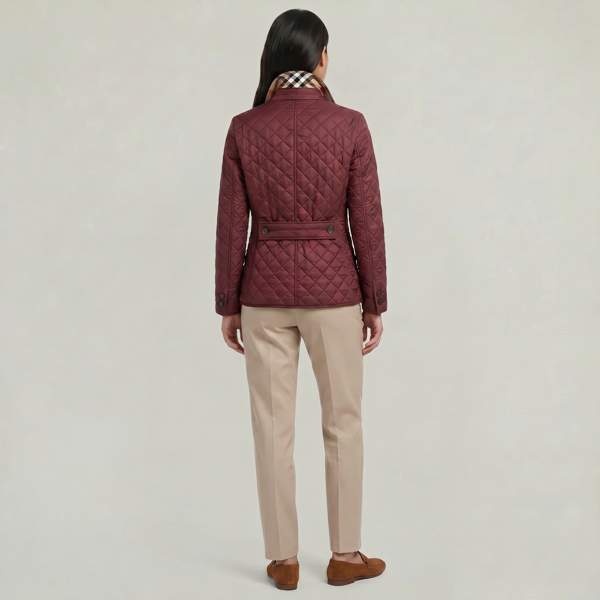 Women's Diamond Quilted Jacket  - Button Down Lightweight Padded Coat