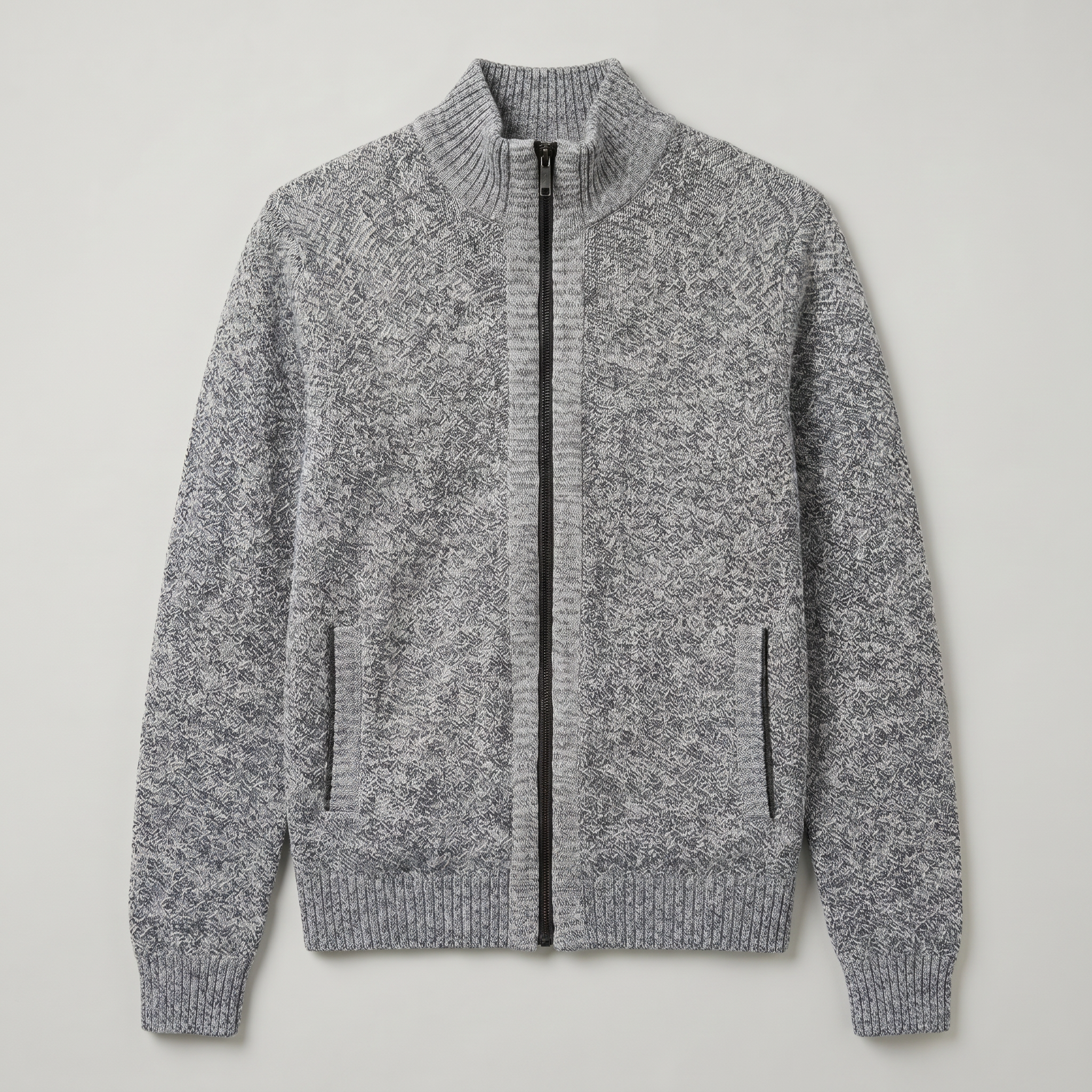 Men’s Full Zip Jacket- Stand Collar Long Sleeve Regular Fit