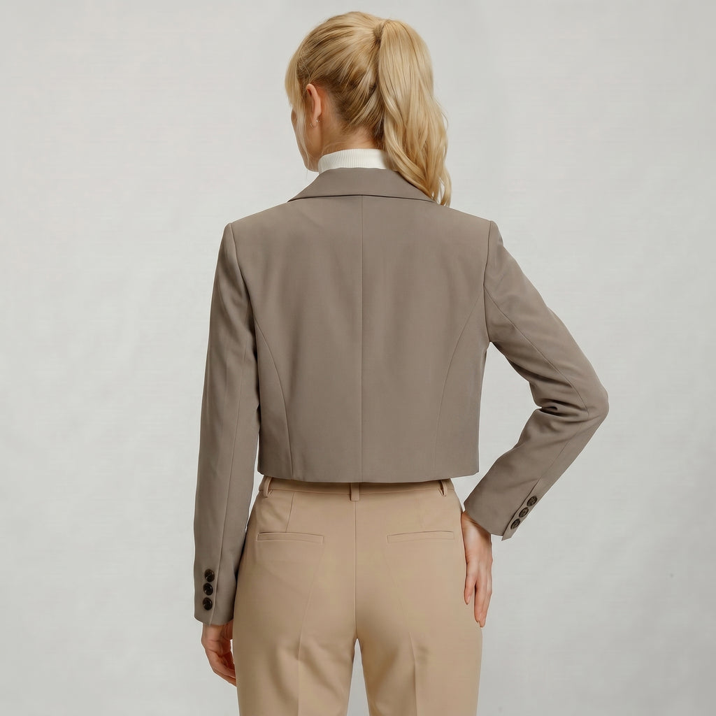 Women’s Cropped Blazer - Single Button Short Tailored Jacket