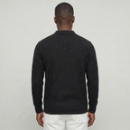 Men’s Cable Knit Polo Sweater - Long Sleeve Business Casual Shirt