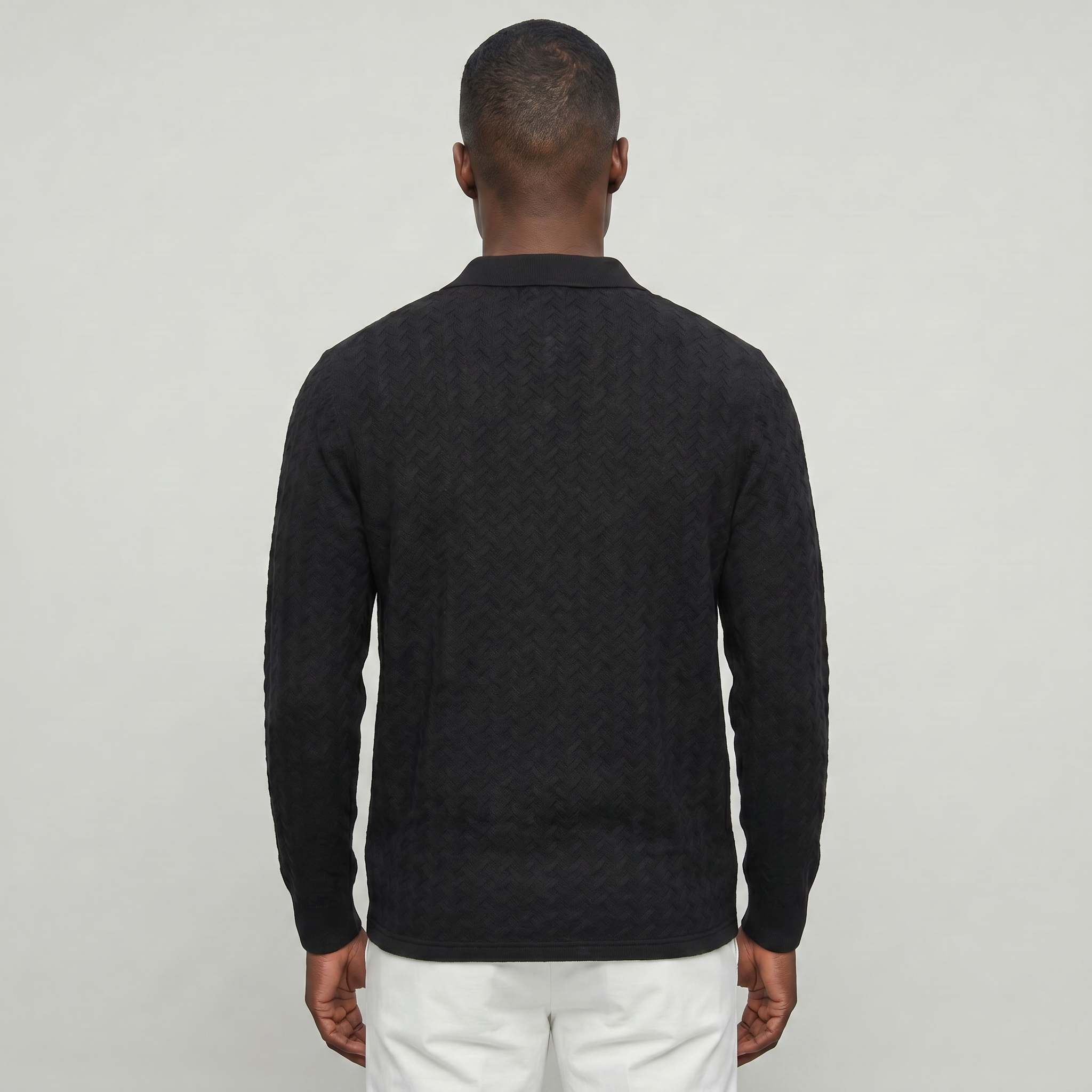 Men’s Cable Knit Polo Sweater - Long Sleeve Business Casual Shirt