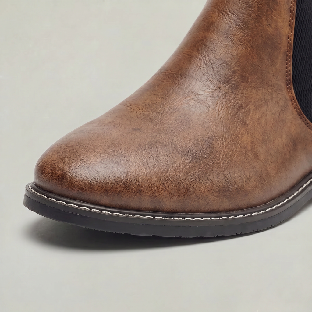 Men’s Leather Chelsea Boots - Classic Slip-On Ankle Fit