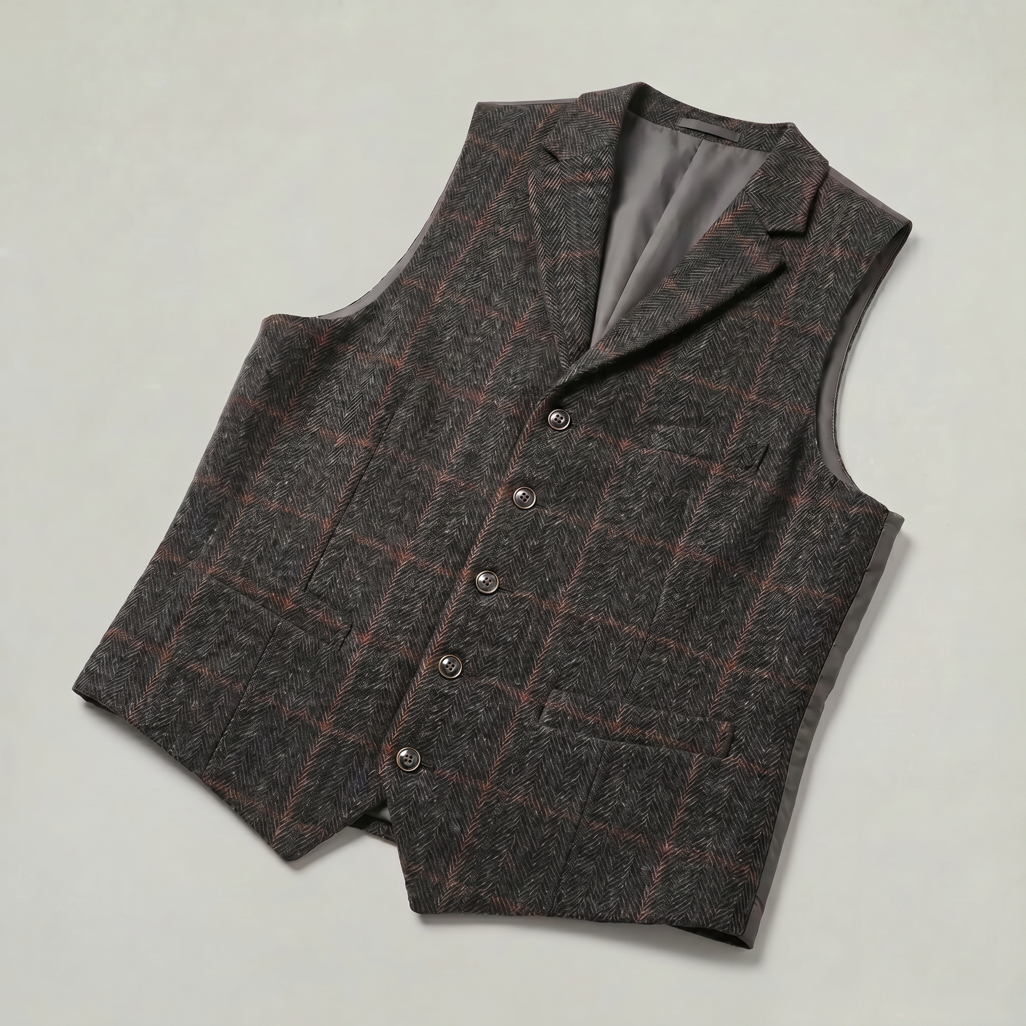 Men’s Tweed Vest - Fitted Waistcoat Wool Fit