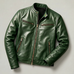 Men's Faux Leather Biker Jacket - Slim Fit Moto Racer Zip Up Jacket