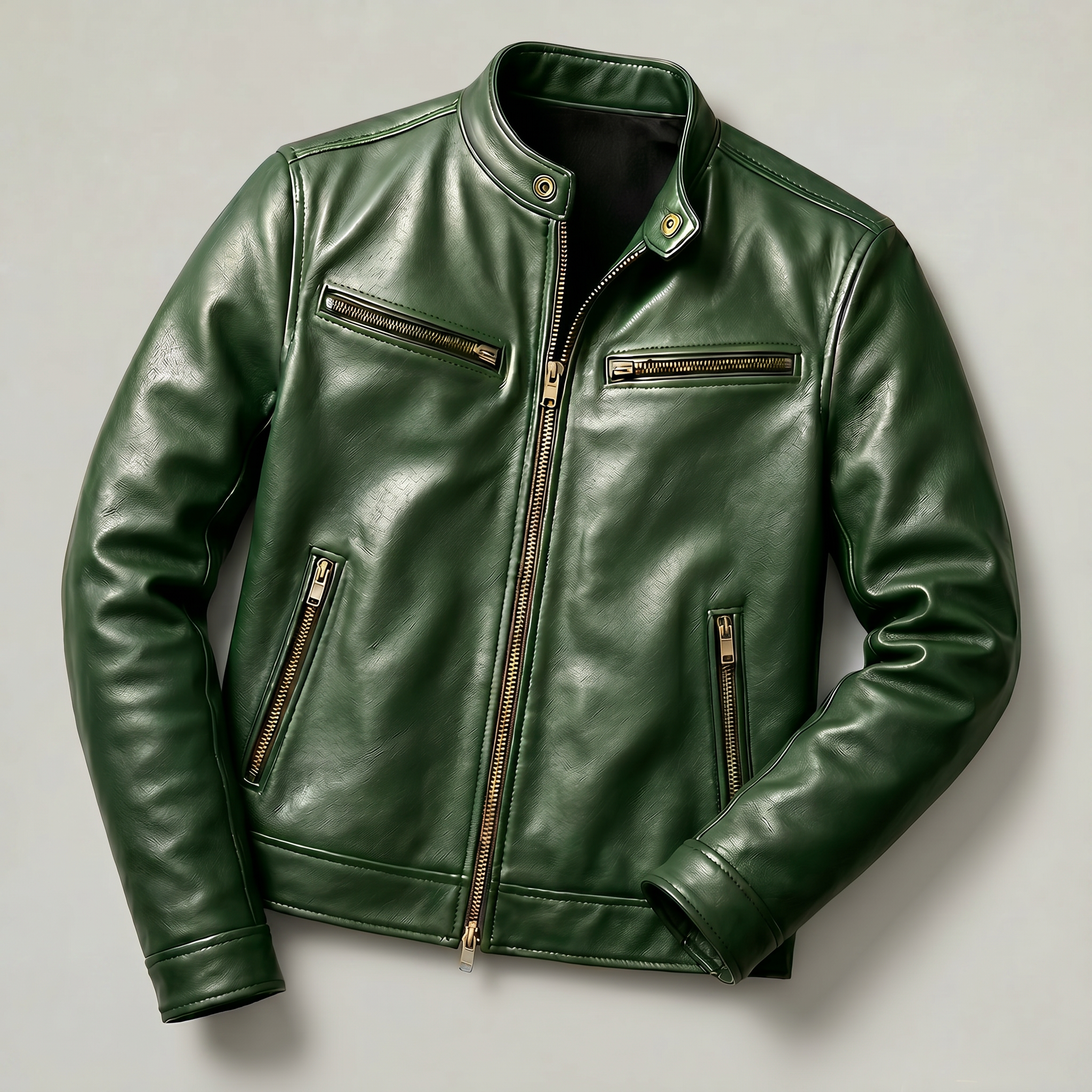 Men's Faux Leather Biker Jacket - Slim Fit Moto Racer Zip Up Jacket