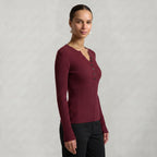 Women’s Long Sleeve Fitted Top - Button Front Slim Fit
