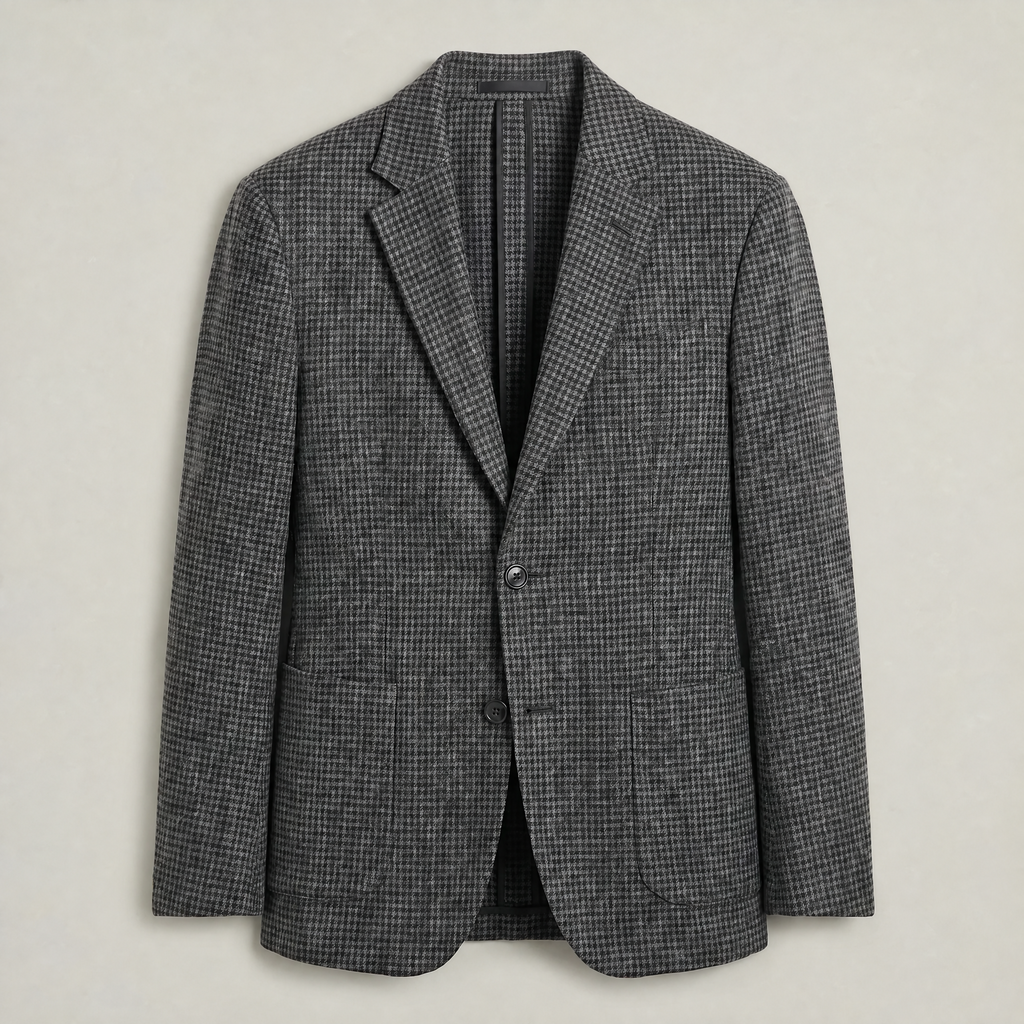 Men’s Textured Tailored Jacket - Smart Casual Wool Look Coat