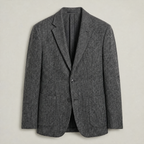 Men’s Textured Tailored Jacket - Smart Casual Wool Look Coat