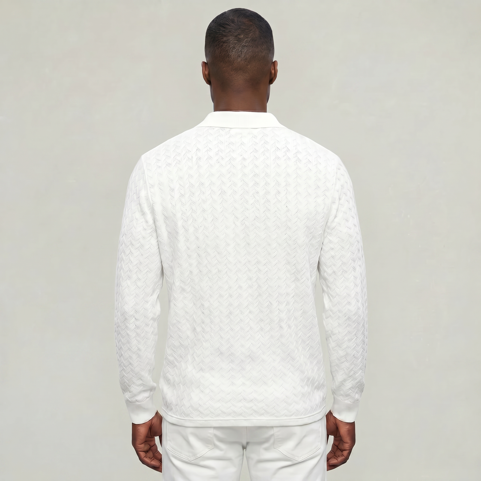 Men’s Cable Knit Polo Sweater - Long Sleeve Business Casual Shirt