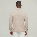 Men’s Cable Knit Polo Sweater - Long Sleeve Business Casual Shirt