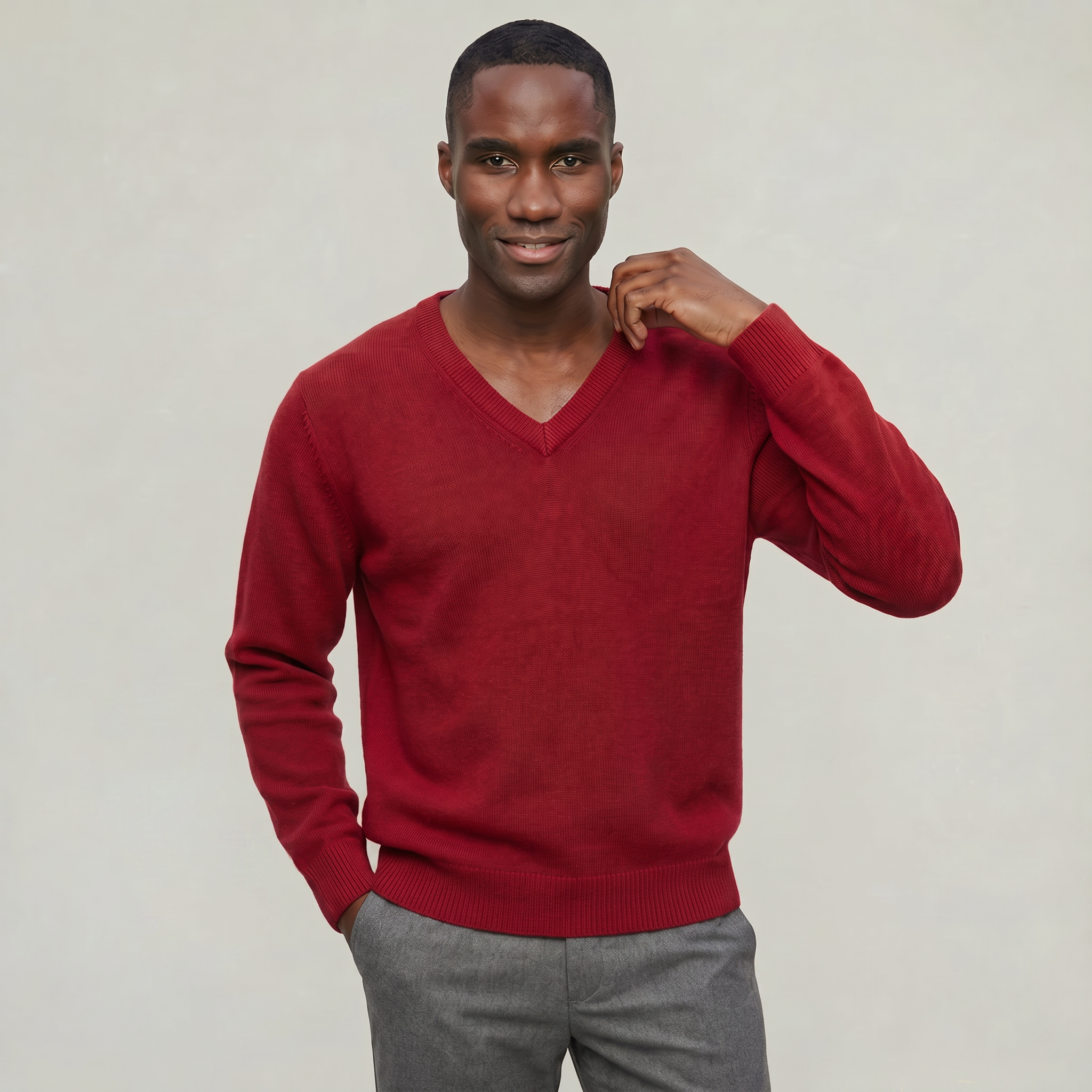 Men’s V Neck Sweater - Loose Fit