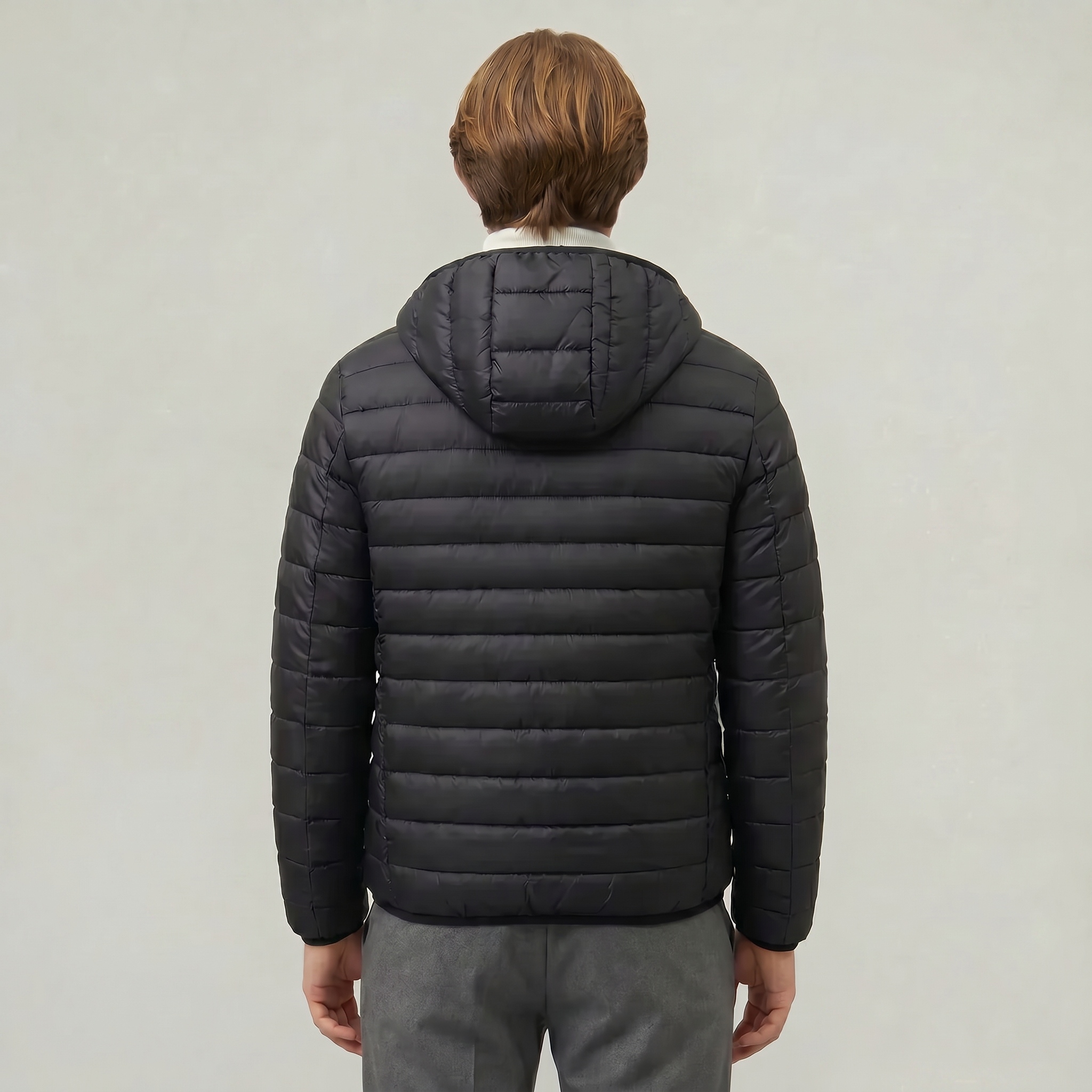 Men’s Hooded Puffer Jacket - Full Zip Lightweight Fit
