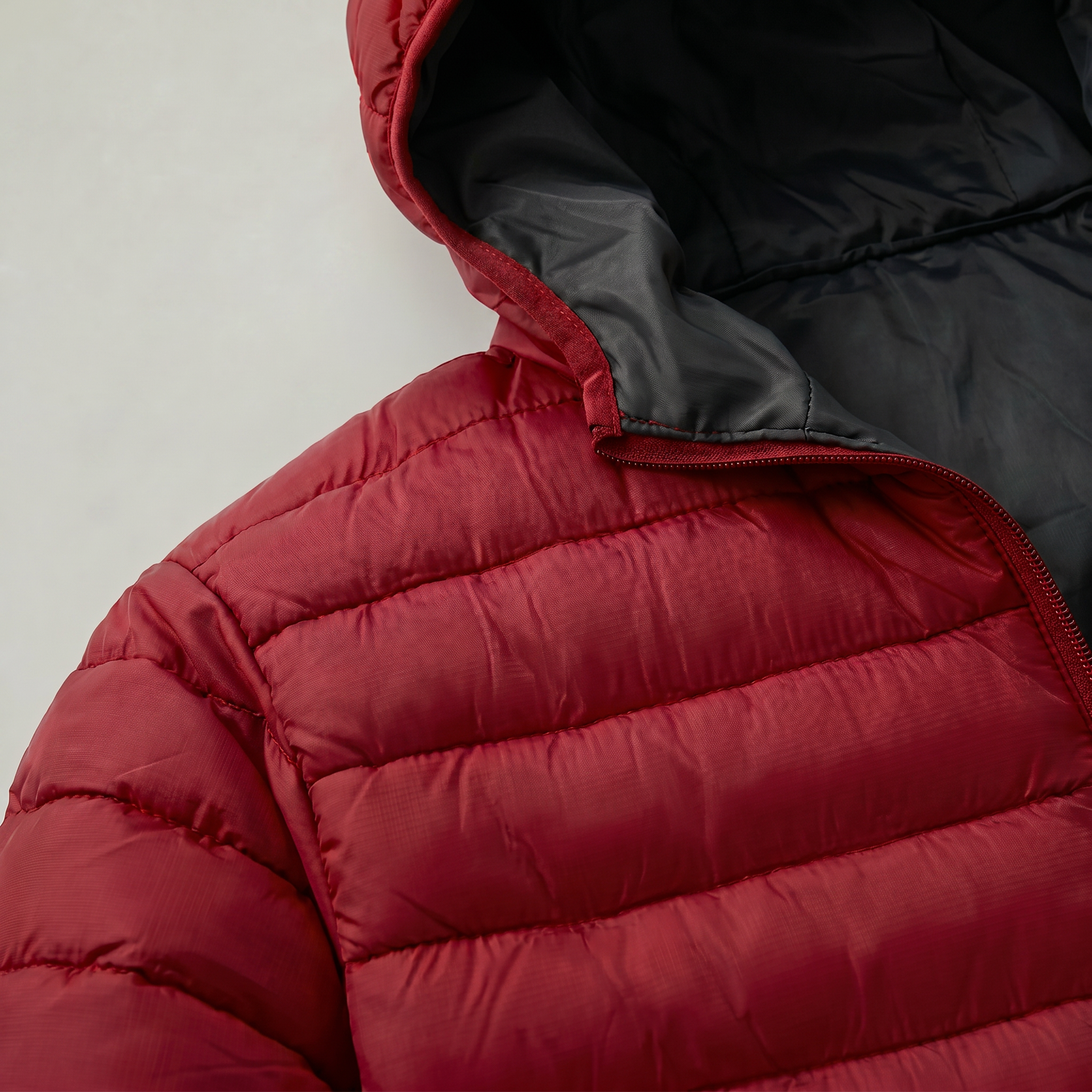 Men’s Hooded Puffer Jacket - Full Zip Lightweight Fit