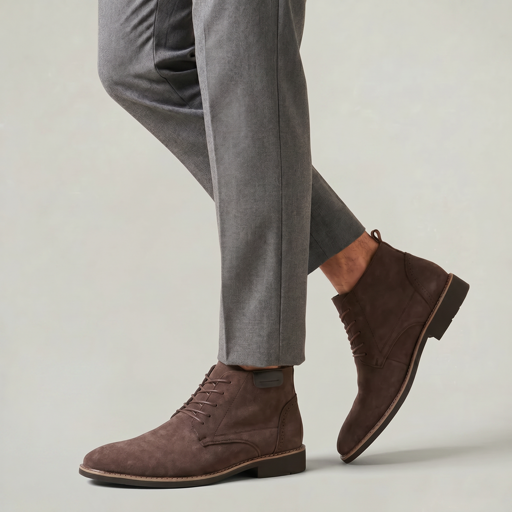 Men’s Lace-Up Ankle Boots - Round Toe Regular Fit