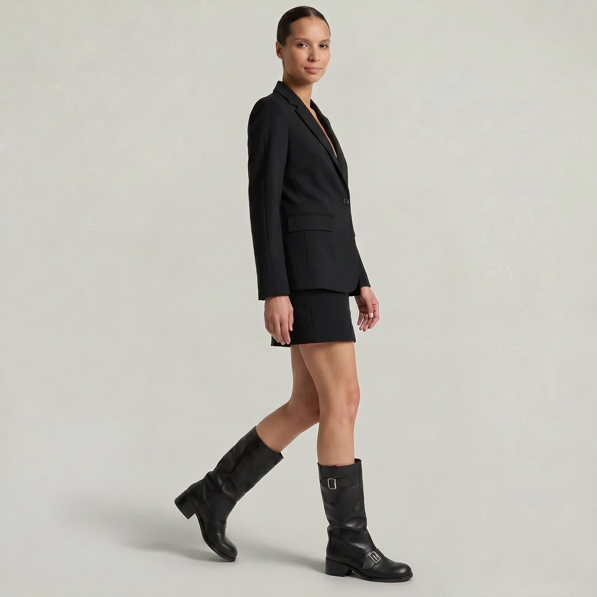 Women’s Buckle Strap Boots -  Block Heel Fit