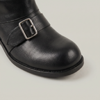 Women’s Buckle Strap Boots -  Block Heel Fit