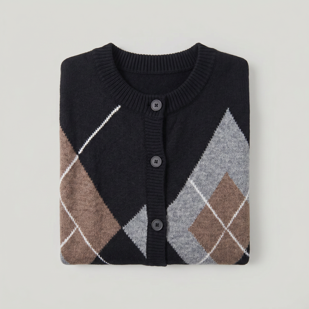 Women’s Argyle Knit Button Cardigan