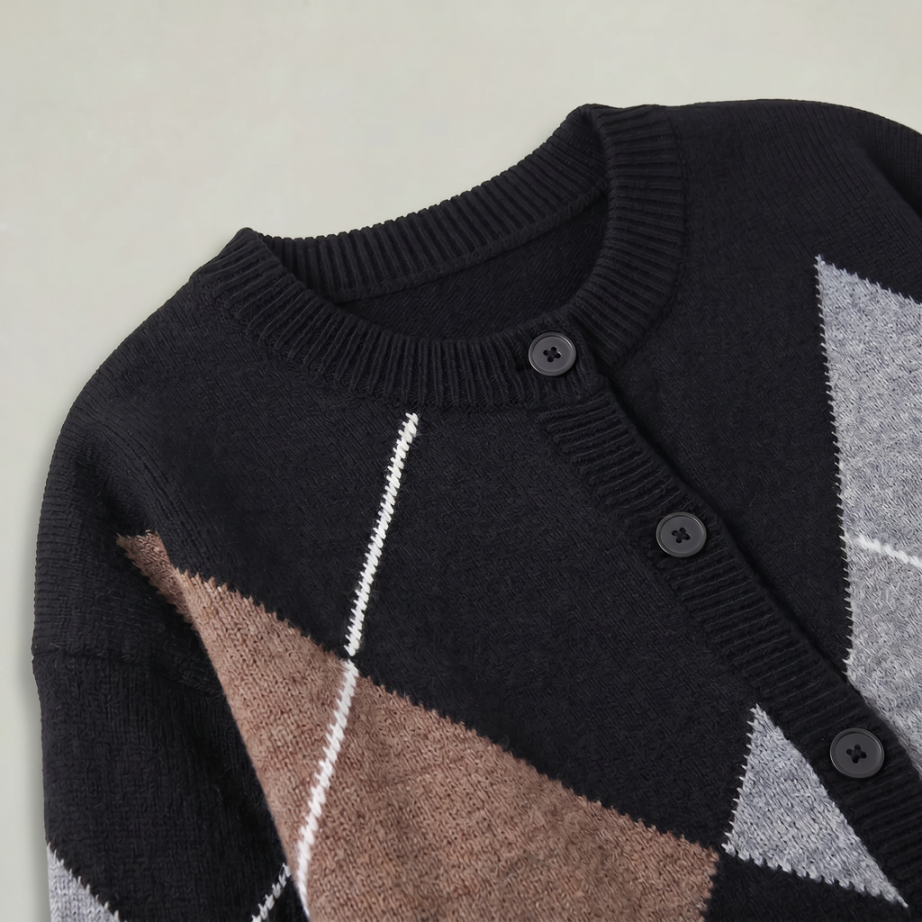 Women’s Argyle Knit Button Cardigan