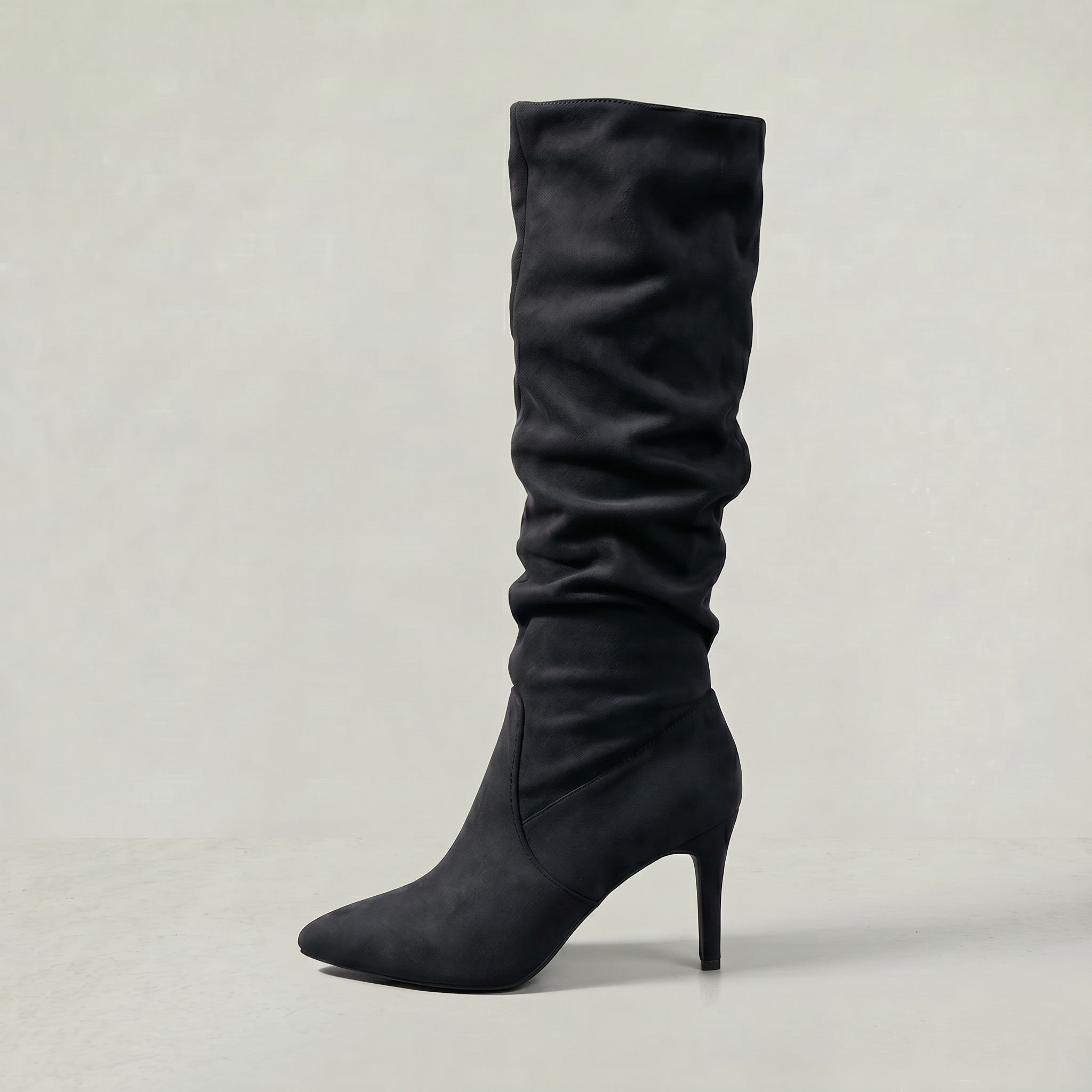 Women's Leather Knee-High Boots – Slouch Heeled Tall Boots