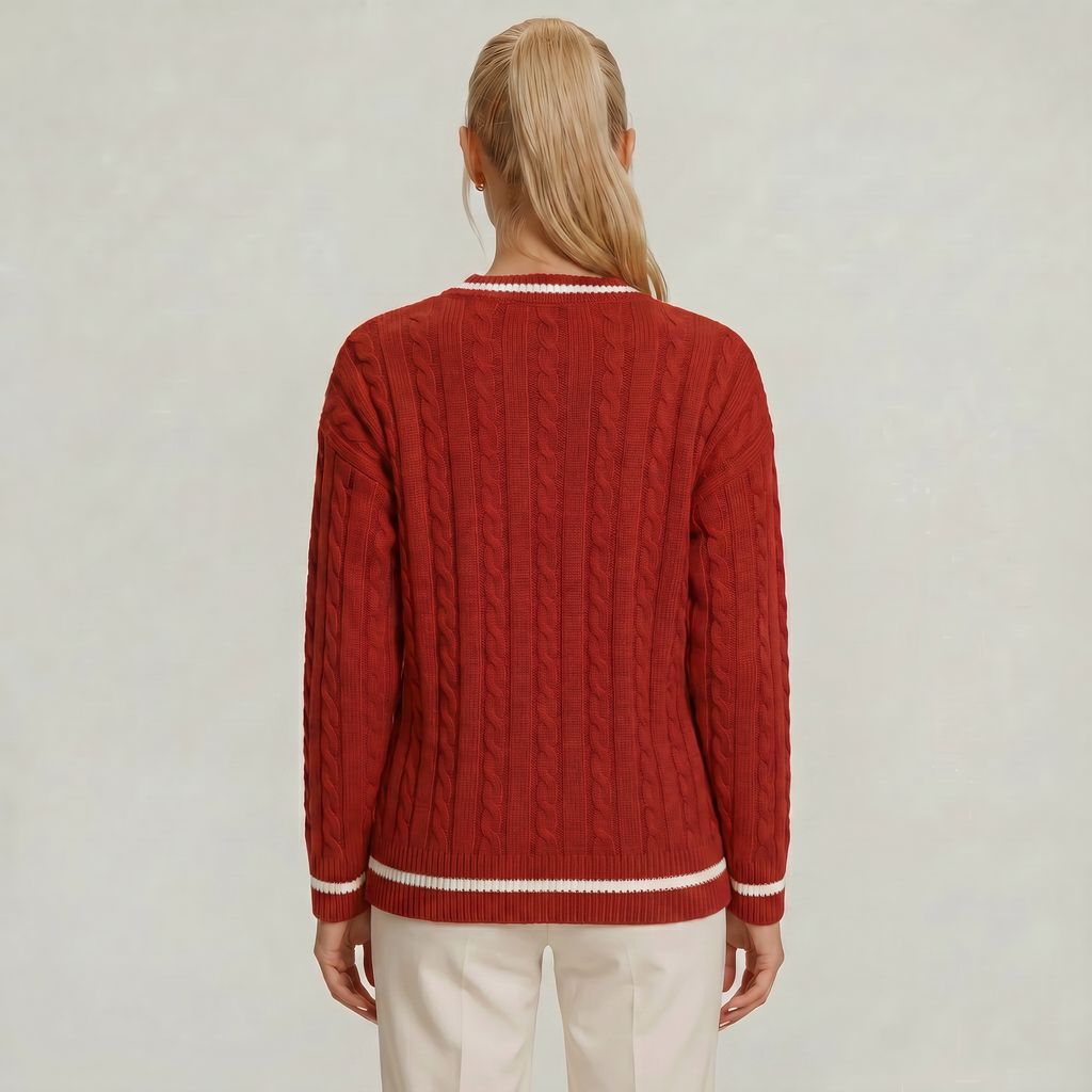Women’s Cable Knit V-Neck Sweater