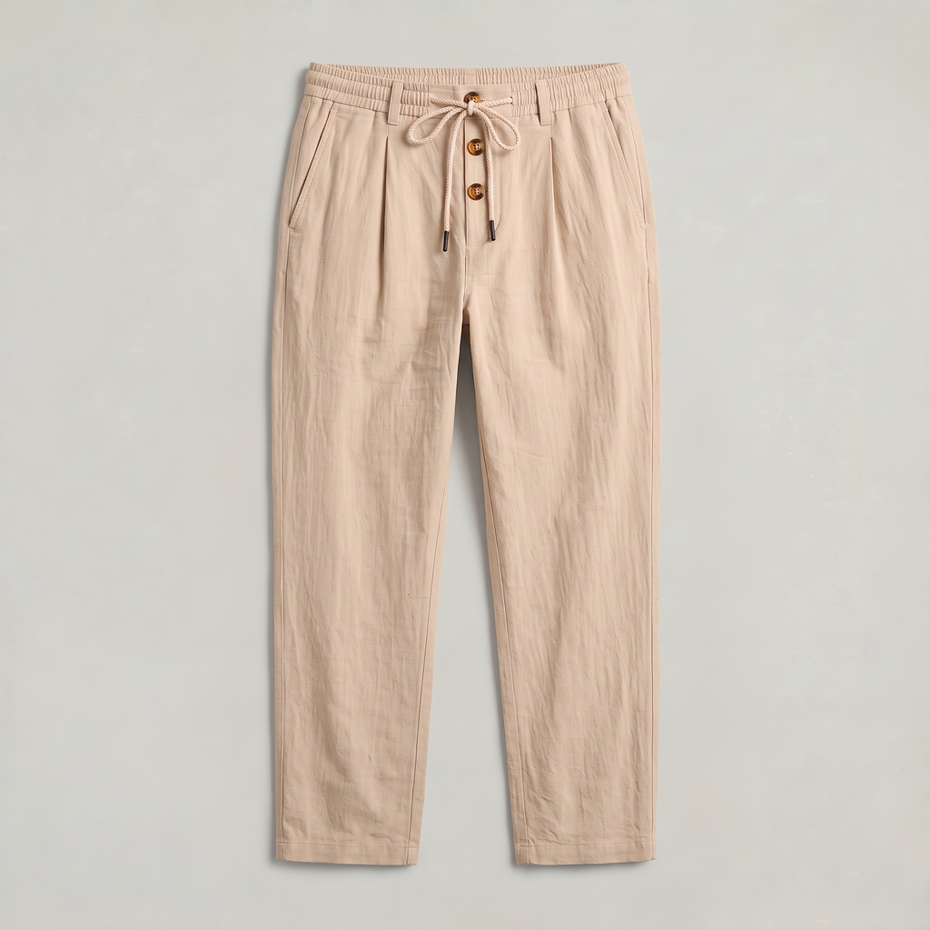 Men’s Breathable Straight-Leg Solid Colour Linen Trousers
