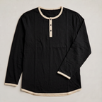 Men’s Cotton Blend Henley Shirt Long Sleeve