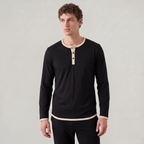 Men’s Cotton Blend Henley Shirt Long Sleeve