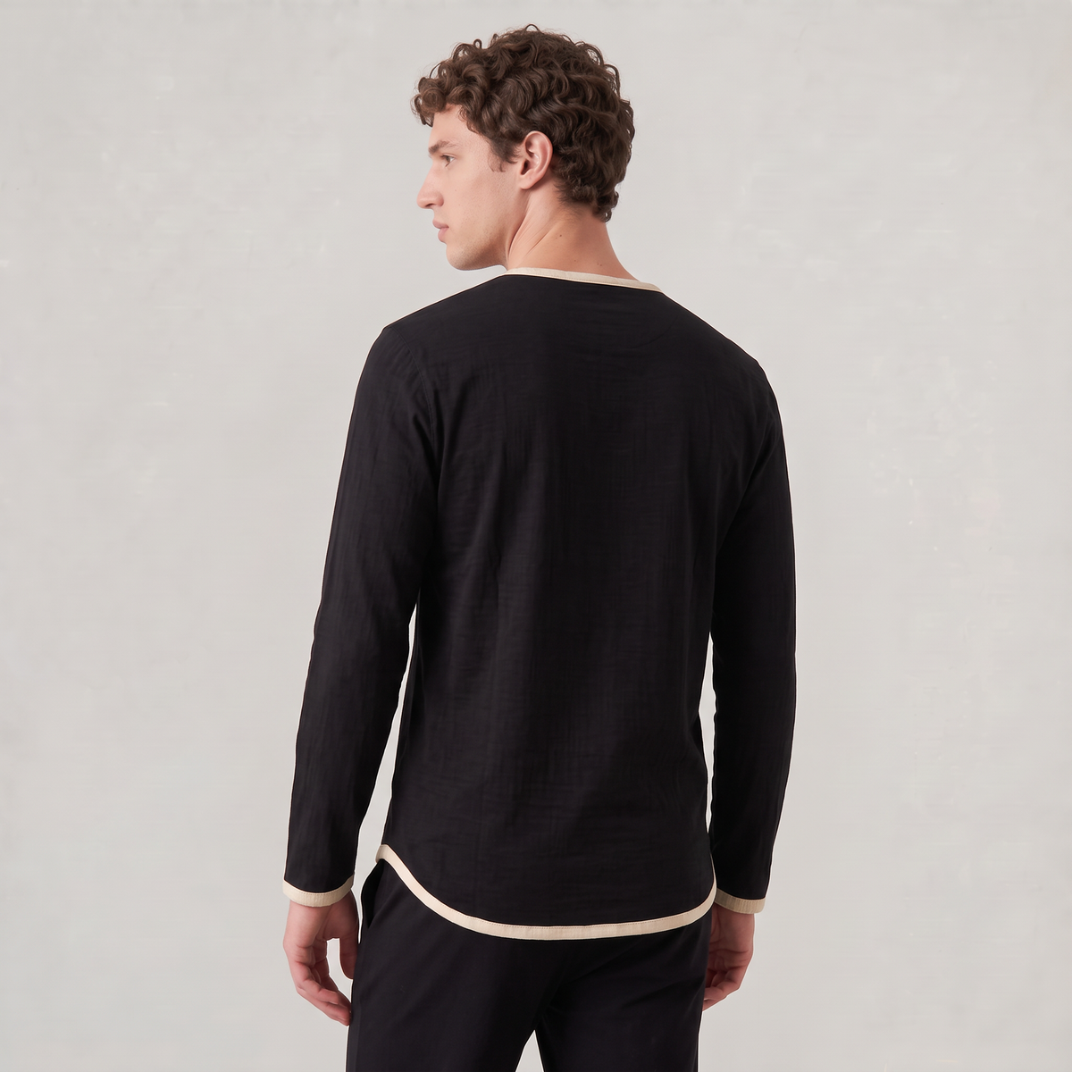 Men’s Cotton Blend Henley Shirt Long Sleeve