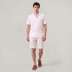 Men’s Cotton Linen Blend Shorts Pleated Turn-Up Hem