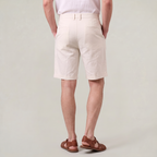 Men’s Cotton Linen Blend Shorts Pleated Turn-Up Hem