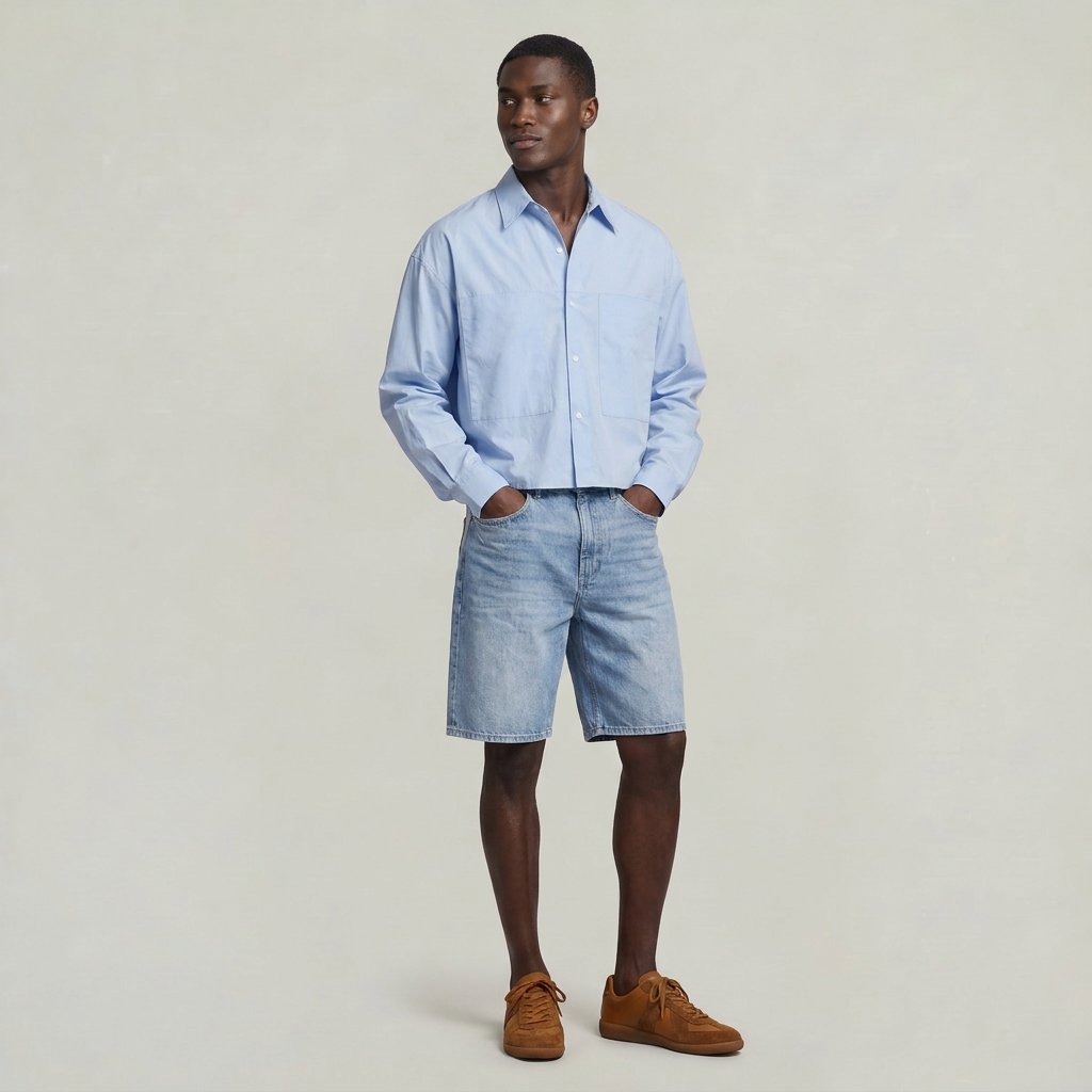 Men’s Cotton Shirt Cropped Fit Long Sleeve