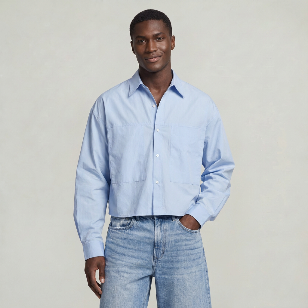 Men’s Cotton Shirt Cropped Fit Long Sleeve