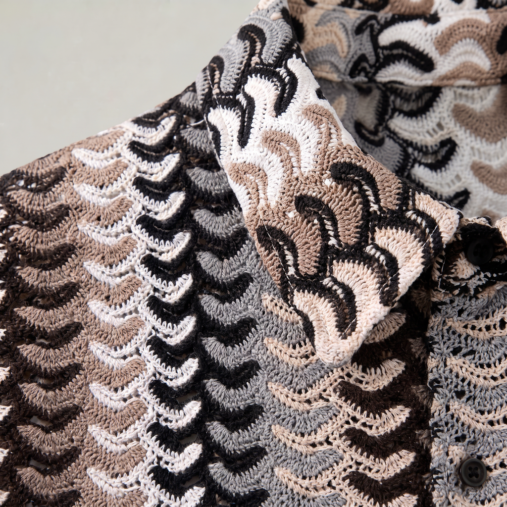 Men’s Crochet Knit Resort Shirt
