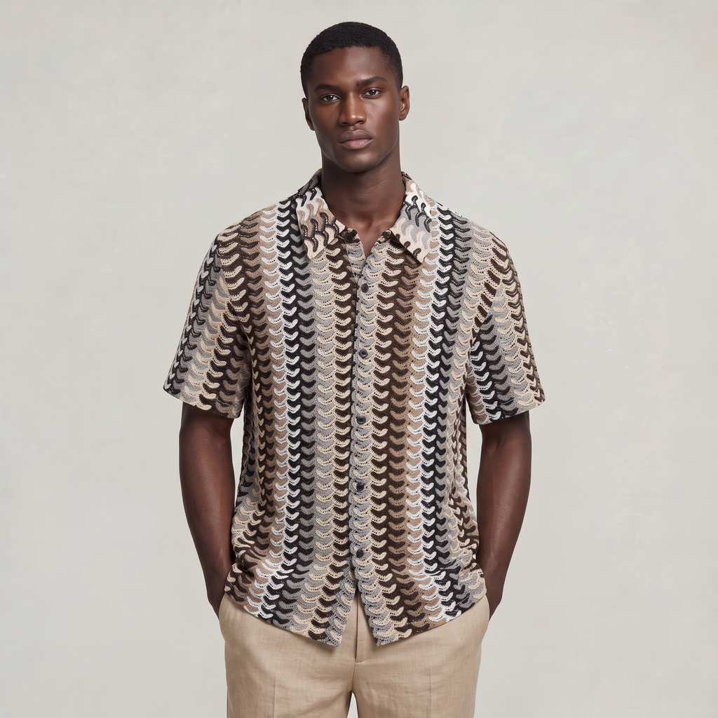 Men’s Crochet Knit Resort Shirt