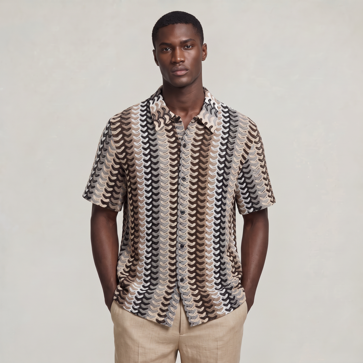 Men’s Crochet Knit Resort Shirt